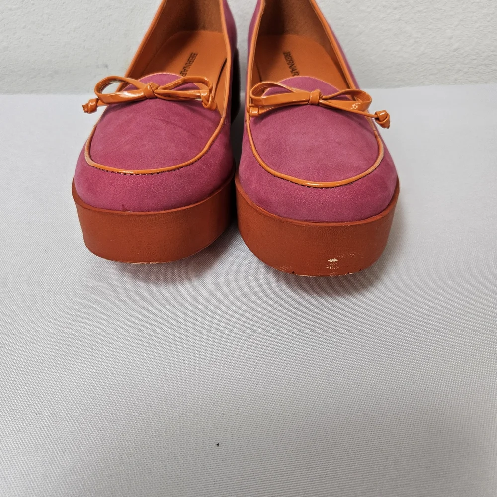 BERNARDO Suede Leather Colorblock Platform Wedge Shoes Size 8M Slip-on